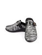 Needion - Kemerli Zebra Model Hakiki Deri Siyah Gümüş Unisex Terlik Exclusive Series Siyah-Gri 36