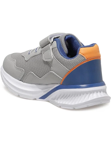 Needion - Kinetix Volves Gri Cırtlı Comfort Ortapedik Çocuk Spor Ayakkabı
