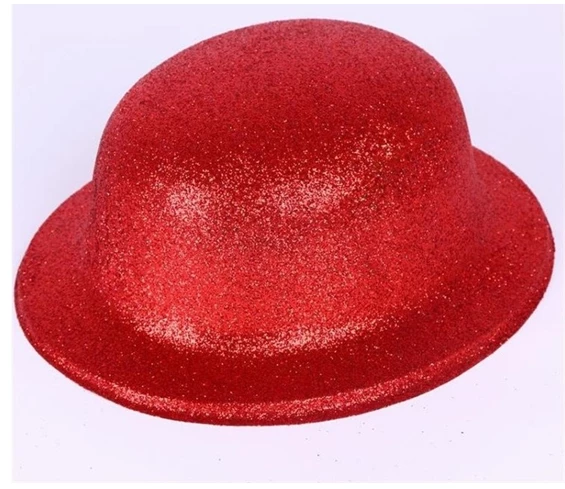Needion - Kırmızı Renk Yuvarlak Simli Plastik Parti Şapkası