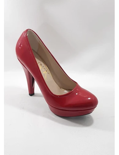 Needion - Kırmızı Rugan 20mm, Patform Topuklu Bayan Ayakkabı