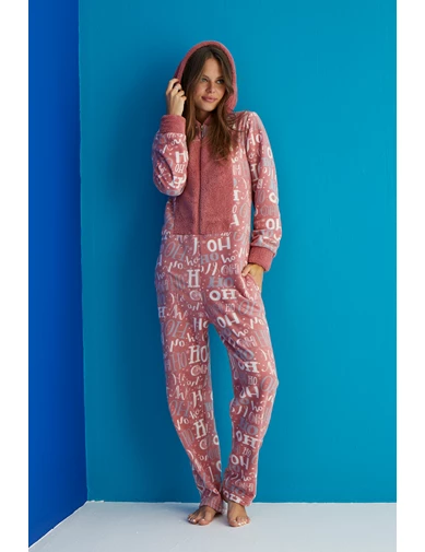 Needion - Kışlık Kadın Tulum Pijama - Peluş Kışlık Pijama- Sevgililer Günü