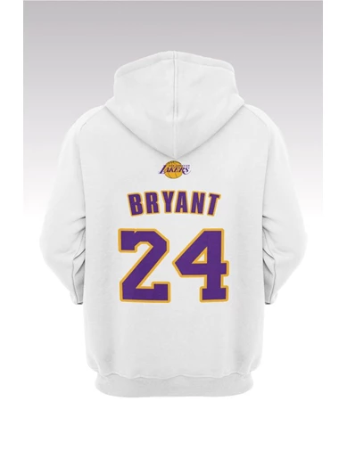 Needion - Kobe Bryant 87 Beyaz Kapşonlu Sweatshirt - Hoodie