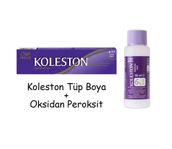 Needion - Koleston Tüp Boya 50 ml - 4.77 Kadife Kahve + 20 Vol Oksidan Peroksit