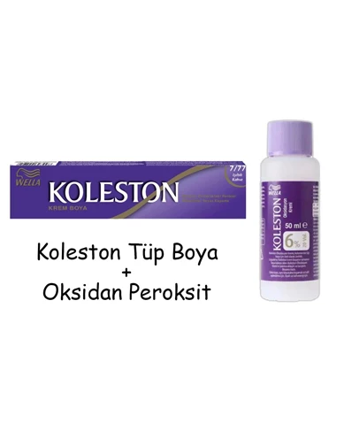Needion - Koleston Tüp Boya 50 ml - 7.77 Işıltılı Kahve + 20 Vol Oksidan Peroksit