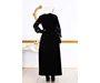 Needion - Kolları Papatya Desenli Tesettür Ferace Elbise Siyah