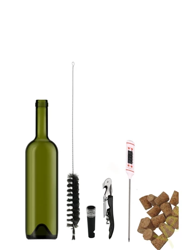 Needion - Konik Mantarlı 35 Adet Şarap Şişe Seti Fırça Tirbüşon Termometre ve Vakum Aparat