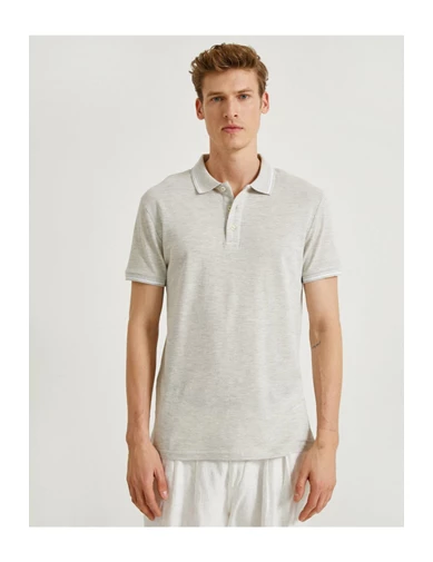 Needion - Koton Erkek Gri Polo Yaka T-Shirt