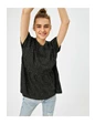 Needion - Koton Kadın Bisiklet Yaka Pamuklu T-Shirt  SİYAH XL