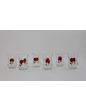 Needion - Lav Klasik Optikli Çay Bardak Kırmızı Gül Desenli 6 Adet Renkli