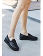 Needion - Laxi Siyah Cilt Bağcıklı Spor Ayakkabı 35
