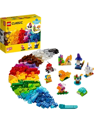 Needion - LEGO® Classic Yaratıcı Şeffaf Yapım Parçaları 11013 - Çocuklar için Yaratıcı Oyuncak Yapım Seti (500 Parça)