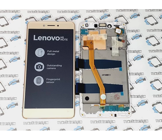 Needion - Lenovo K6 Note LCD Ekran Dokunmatik (ORJİNAL) ÇITALI Gold