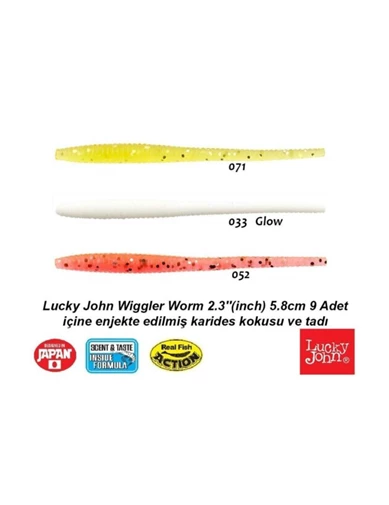 Needion - Lucky John Wiggler Worm 2.3'' (5.8cm) 9 Adet LRF Silikon Yem