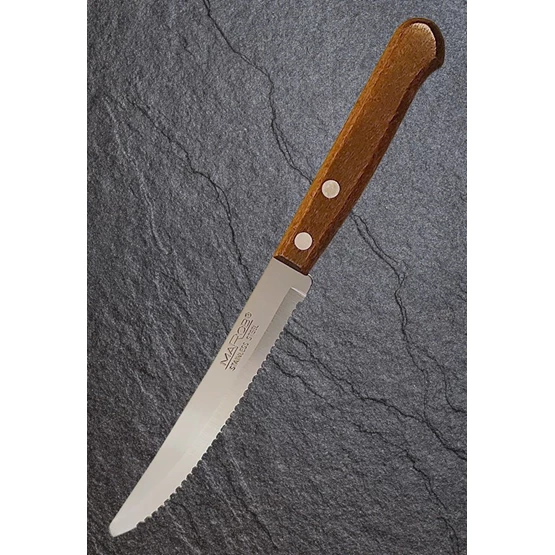 Needion - Marob Orijinal Ahşap Saplı Et Biftek Bıçağı Tırtıklı Steak Bıçak 6Lı 914TR