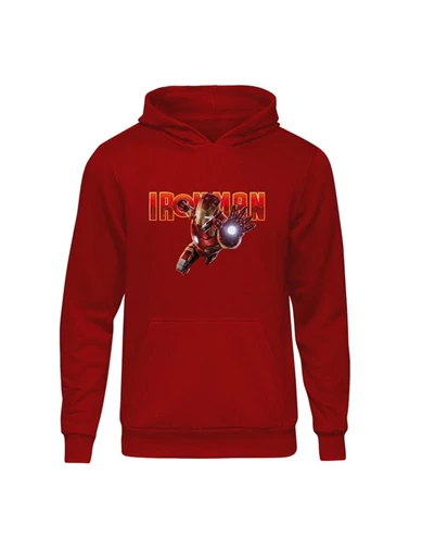 Needion - Marvel Iron Man Fist Kırmızı Kapşonlu Hoodie Unisex