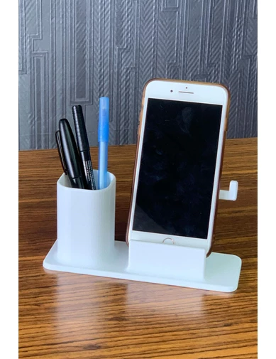 Needion - Masaüstü Kalemlik ve Telefon Standı - Beyaz