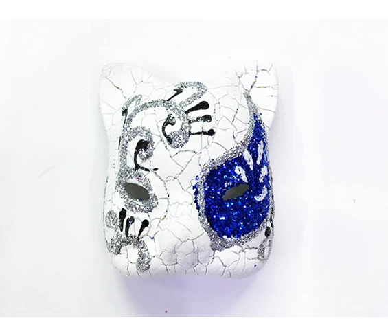 Needion - Mavi Renk İşlemeli Seramik Malzemeden İmal Venedik Kedi Model Magnet