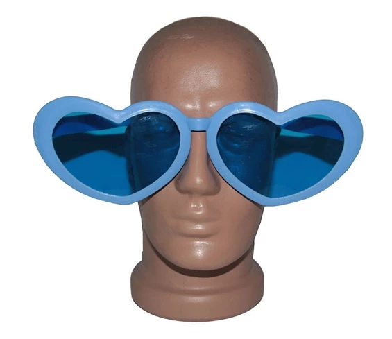 Needion - Mavi Renk Mega Boy Jumbo Kalp Şekilli Parti Gözlüğü