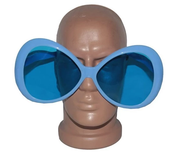 Needion - Mavi Renk Mega Boy Oval Yuvarlak Parti Gözlüğü
