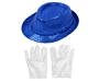 Needion - Mavi Renk Payetli Çocuk Şapkası ve Beyaz Renk Çocuk Eldiveni