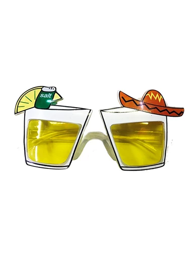 Needion - Meksika Şapkalı Tekila Parti Gözlüğü Gold Renk