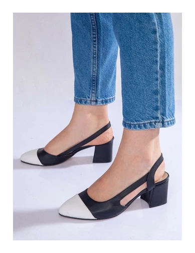 Needion - MERVE BAŞ ® Kadın Siyah Beyaz Topuklu Ayakkabı