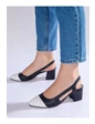 Needion - MERVE BAŞ ® Kadın Siyah Beyaz Topuklu Ayakkabı 39 Beyaz