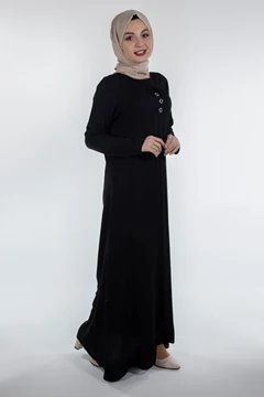 Needion - Metal Detay Tesettür Elbise Siyah MN2006SH