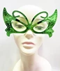 Needion - Metalize Kelebek Şekilli Parlak Parti Gözlüğü Yeşil Renk 15x9 cm