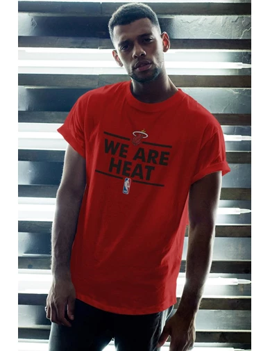 Needion - Miami Heat 165 Kırmızı Erkek Oversize Tshirt - Tişört