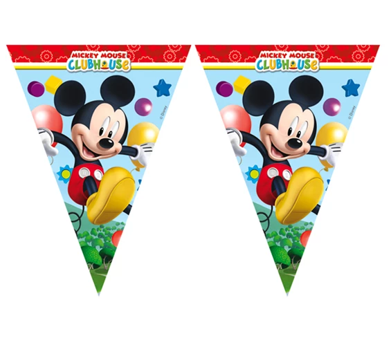 Needion - Mickey Mouse Temalı Üçgen Bayrak Flama Süsleme 3.2 Metre