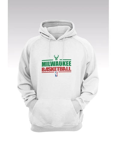 Needion - Milwaukee Bucks 138 Beyaz Kapüşonlu Sweatshırt - Hoodie