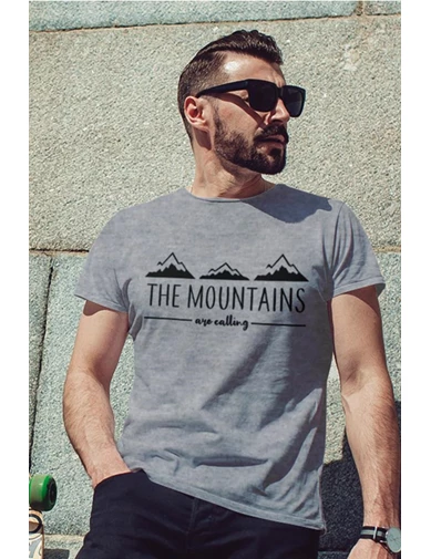 Needion - Mountaın Gri Outdoor Erkek Tshirt - Tişört