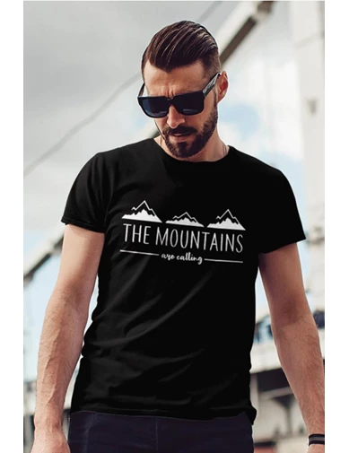 Needion - Mountaın Siyah Outdoor Erkek Tshirt - Tişört