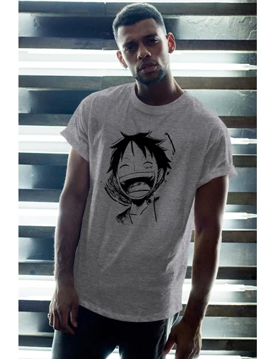 Needion - Naruto Anime 14 Gri Erkek Oversize Tshirt - Tişört