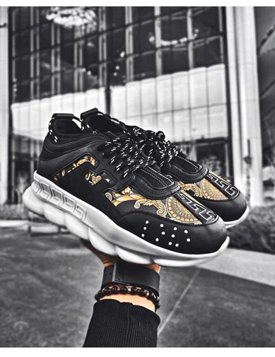 Needion - New Style Fashion Sneakers Spor Ayakkabı Siyah Gold
