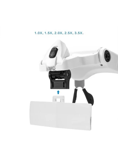 Needion - Nikula-5 Lens 1.0x-3.5x, 2led Işıklı  Ile Ayarlanabilir Gözlük Büyüteç