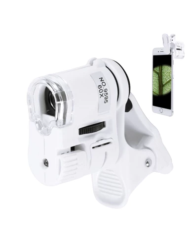 Needion - Nikula- 60x Mini Cep Telefonu Için Mandallı Mikroskop Uv Ledli Büyüteç Model Al2431