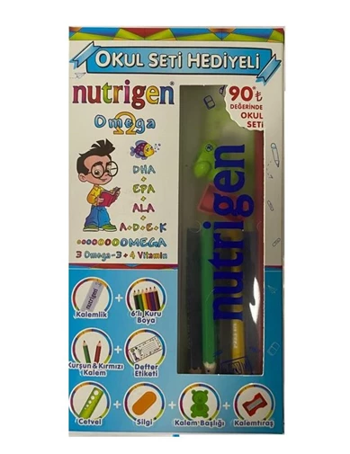 Needion - Nutrigen Omega 3 Balık Yağı Şurubu Portakal Aromalı 200 ml Okul Seti Hediyeli