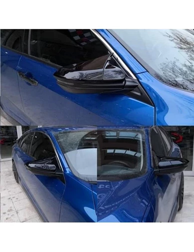 Needion - Oled Garaj Honda Civic Fc5-Fk7 Batman Piano Black Ayna Kapağı Yarasa