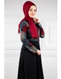 Needion - Önü Şerit Desenli Tesettür Elbise RB20134 Siyah 44 
