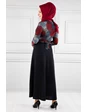 Needion - Önü Şerit Desenli Tesettür Elbise RB20134 Siyah 44 