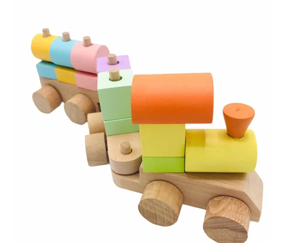 Needion - Oyce Toys Ahşap Bloklu Renkli Tren