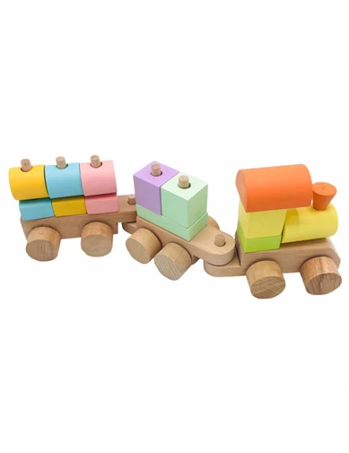 Needion - Oyce Toys Ahşap Bloklu Renkli Tren