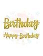 Needion - Oynar Karton Yazı Simli Happy Birthday Altın