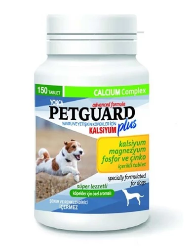 Needion - Petguard Köpekler İçin Magnezyum Fosfor ve Çinkolu Kalsiyum Tableti 150 Adet