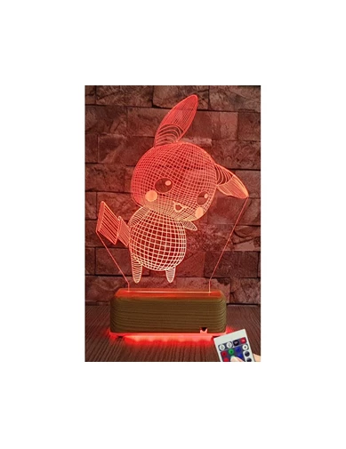 Needion - Pikachu Tasarımlı 3d Led Gece Lambası 16 Renk