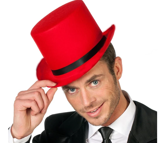 Needion - Plastik Üzeri Nubuk Kaplama Kırmızı Sihirbaz Şapkası