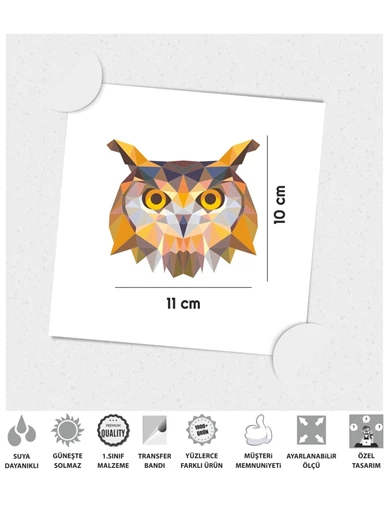 Needion - Polygonal Üçgen Tasarımlı Baykuş Sticker Çınar Extreme 