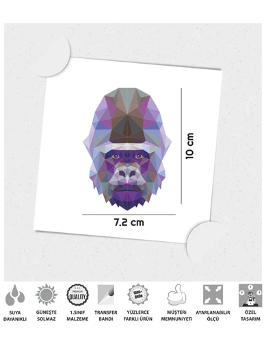 Needion - Polygonal Üçgen Tasarımlı Goril Sticker Çınar Extreme 